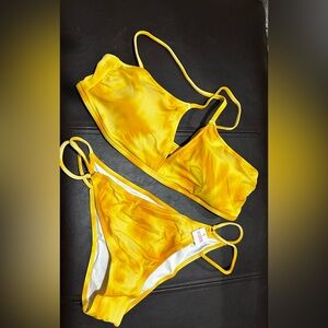 Pink VS Tie Dye Yellow Women's Itsy/Mini Bikini Set Size M Color Yellow NWOT